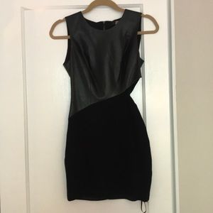 BCBG leather cutout dress